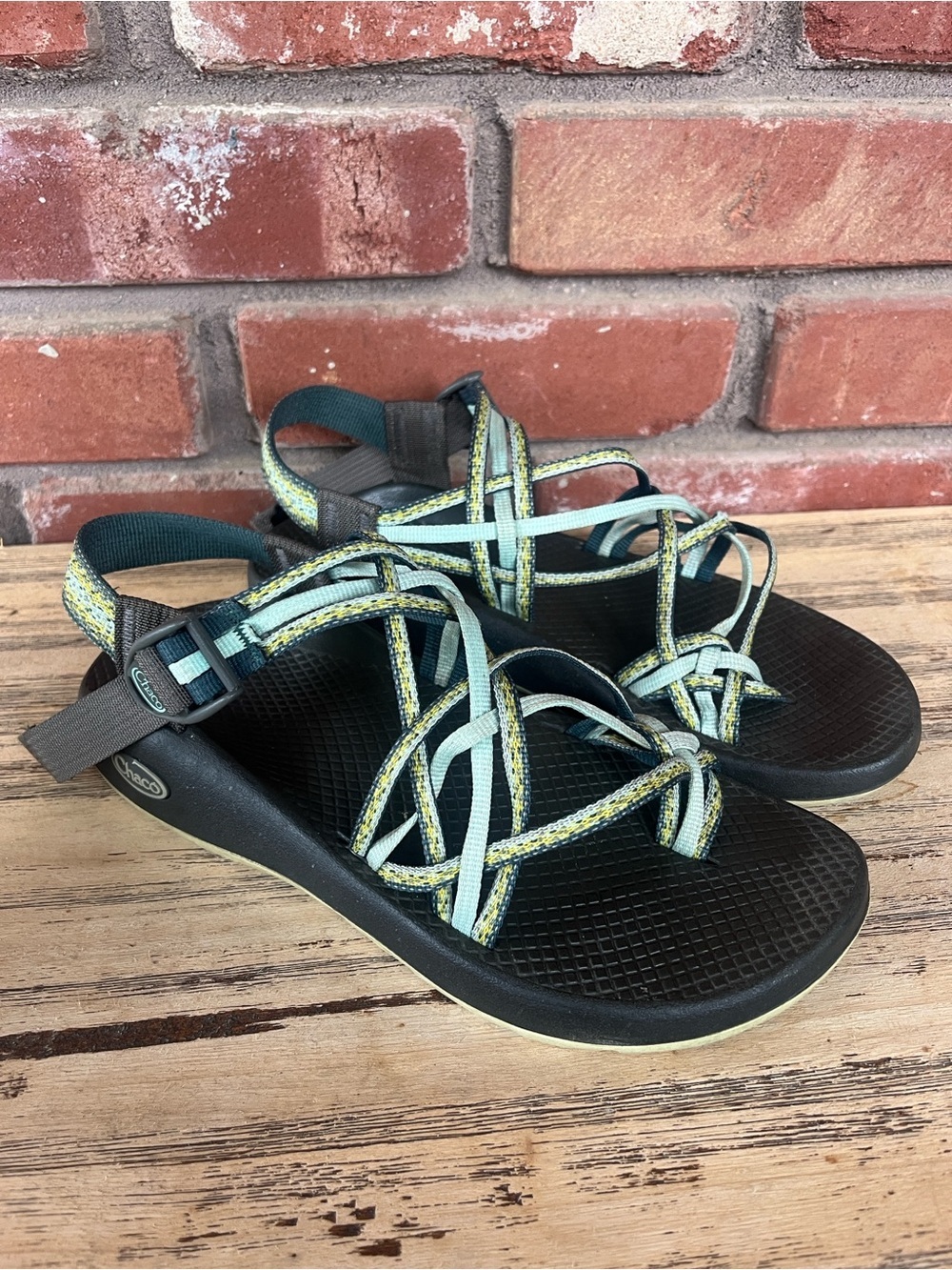 Chaco Women's Sport Sandals in Teal, Yellow, and Black